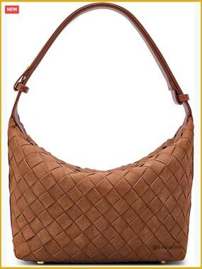 Woven Suede Shoulder Bag - Designer Inspired Hobo Purse - Everyday Use Handbag